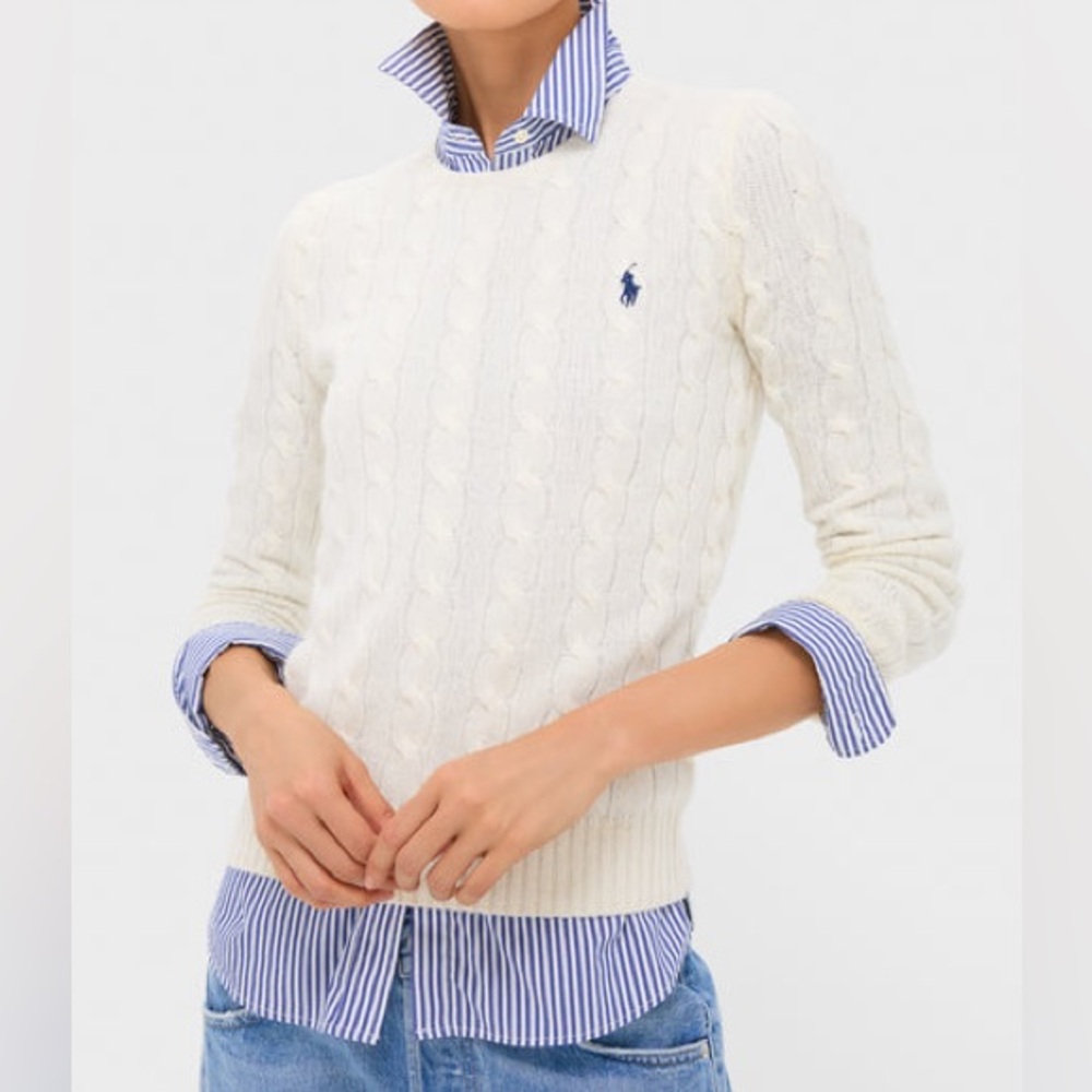 Polo by Ralph Lauren White Cable Knit Sweater